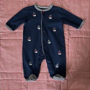 Little Me Navy Sailboat Footie